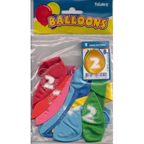 Bunte Luftballons mit Zahlen 8er Pack