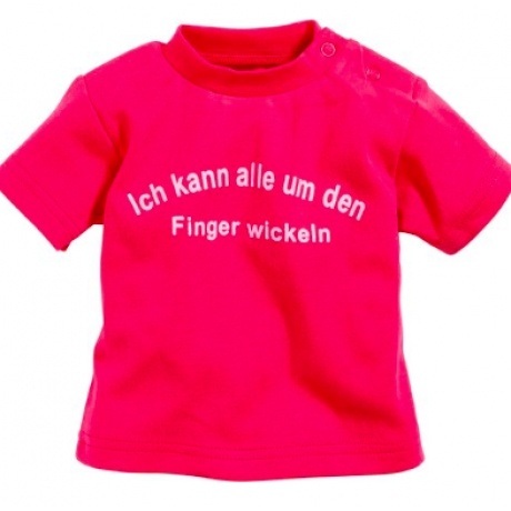 Unisex Baby T-Shirt mit Spruch: Ich kann alle um den Finger wickeln