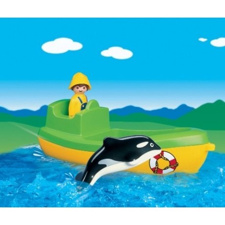 Playmobil 1-2-3 Fischerboot mit Wal