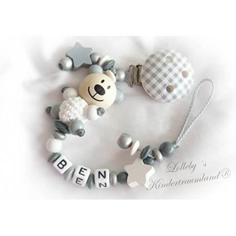 Schnullerkette Teddy mit Namen