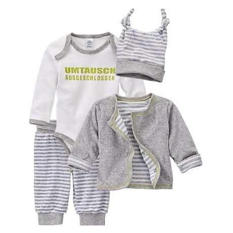 Baby-Body, Jacke, Hose und Mütze