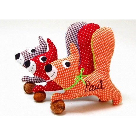 Greifling Eichhörnchen mit Rassel und Namen