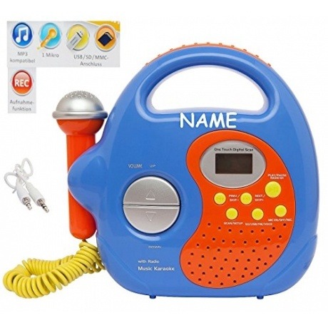 6800036 - Radio und Music - Player incl. Name - mit Mikrofon zum Mitsingen in blau