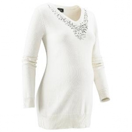 Festlicher Long-Pullover mit Glitzer-Applikation