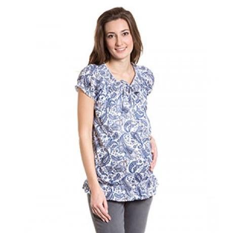 Damen Umstandsbluse in blau / weiss