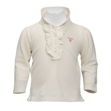 Langarm-Piquet-Poloshirt mit Rüschen Langarm-Piquet-Poloshirt mit Rüschen