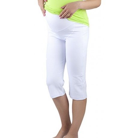 Mija - Sehr bequeme Capri 3/4 Umstandshose / Sweatpants / Haushose 3091 (44, Weiß) Mija - Sehr bequeme Capri 3/4 Umstandshose / Sweatpants / Haushose 3091 (44, Weiß)