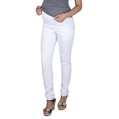 Mija - Umstandshose mit Bauchband / Denim Rohrenjeans Slim 9044 (46, Schwarz)