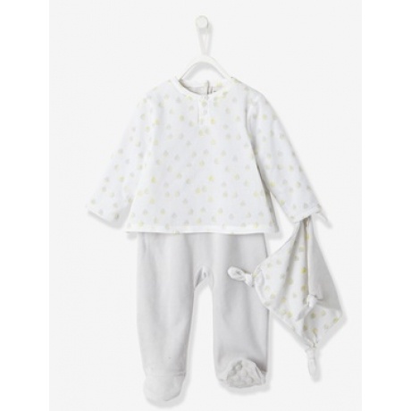 Babyset Samt-Strampler und Schmusetuch