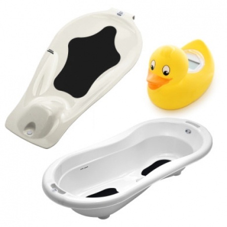 Badewanne TOP Xtra weiß mit Badewanneneinsatz "TOP" weiß und gratis Badethermometer digital Ente