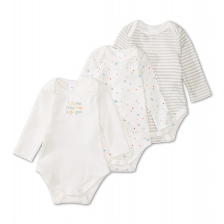 3er Pack Langärmelige Baby-Bodies