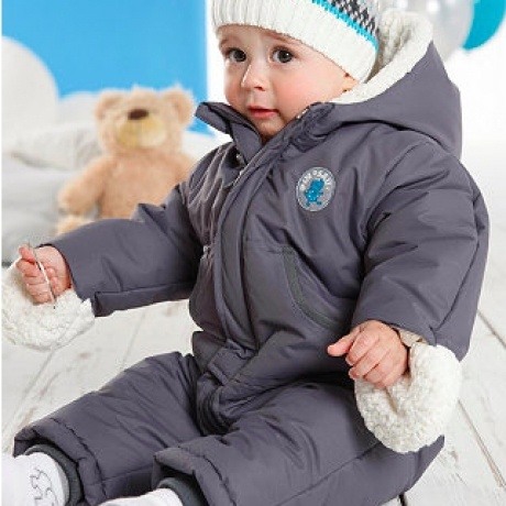 Dunkelgrauer Schneeoverall für Babys