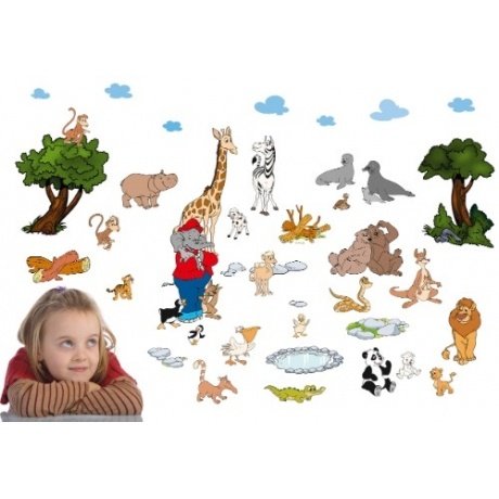 Wandsticker Benjamin Blümchen  im Zoo  42-tlg.