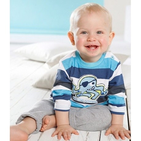 Langarmshirts (2 Stck.) für Baby Jungen, türkis + geringelt