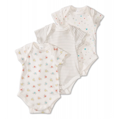3er Pack Kurzärmelige Baby-Bodies