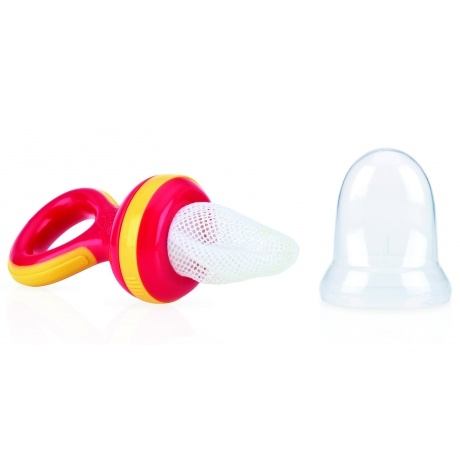 Nuby ID5397RED Fruchtsauger mit Schutzkappe, rot