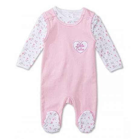 Baby Strampler-Set in weiss / rosa