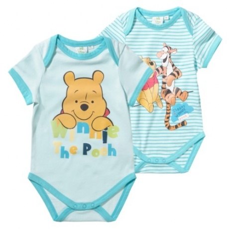 Winnie Puuh Doppelpack Baby Bodys für Jungen, Farbe türkis+geringelt