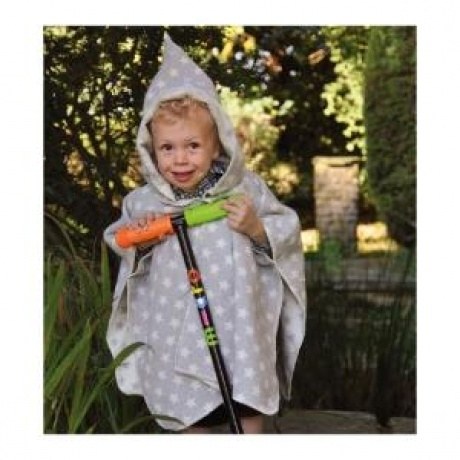 Flanellponcho mit Kapuze  Sterne  grau , Baby , grau ,