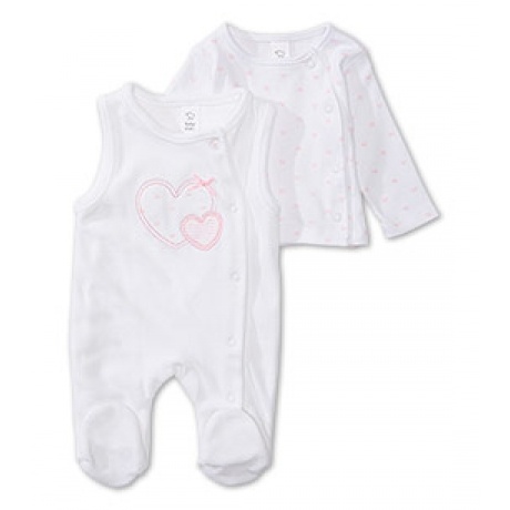 Baby Strampler-Set in weiss / rosa