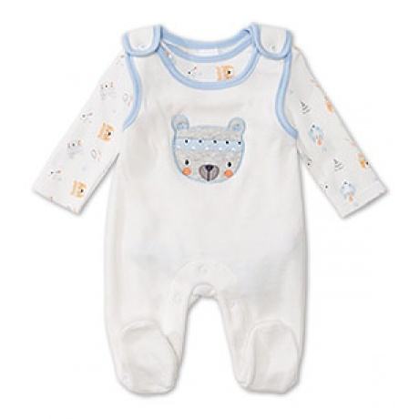 Baby Strampler-Set in blau / weiss