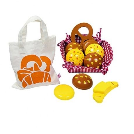 51704 - Kaufläden und Zubehör - Kaufladen Miniaturen Brötchen, mit Baumwollbeutel und Korb