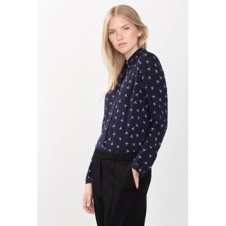 Fließende Bluse mit Schwalben-Print