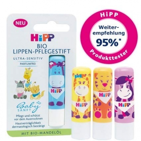 Hipp Babysanft Bio Lippen-Pflegestift Lippenstift, 2er Pack (2 x 4,8g)