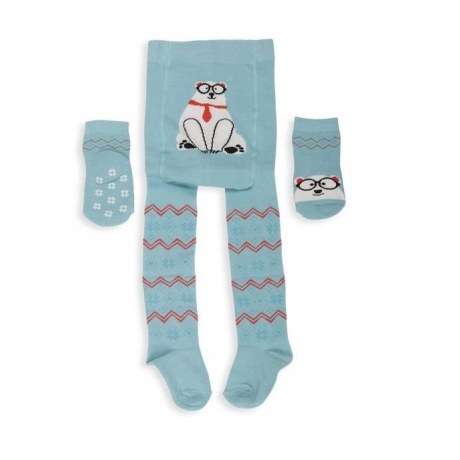 Baby Strumpfhose mit Po-Motiv und passenden Vollfrottee-Socken mit ABS-Noppen