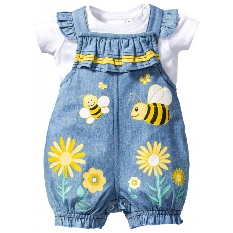 Baby-T-Shirt + Jeans Latzhose (2-tlg. Set)