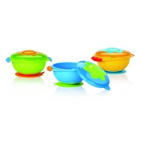 Nuby ID5322 - mikrowellengeeignete Breischale mit Deckel und rutschsicherem Fuß