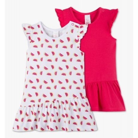 2er Pack Baby-Kleider in weiß / Pink