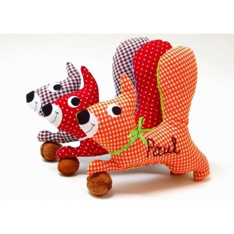 Greifling Eichhörnchen mit Rassel und Namen